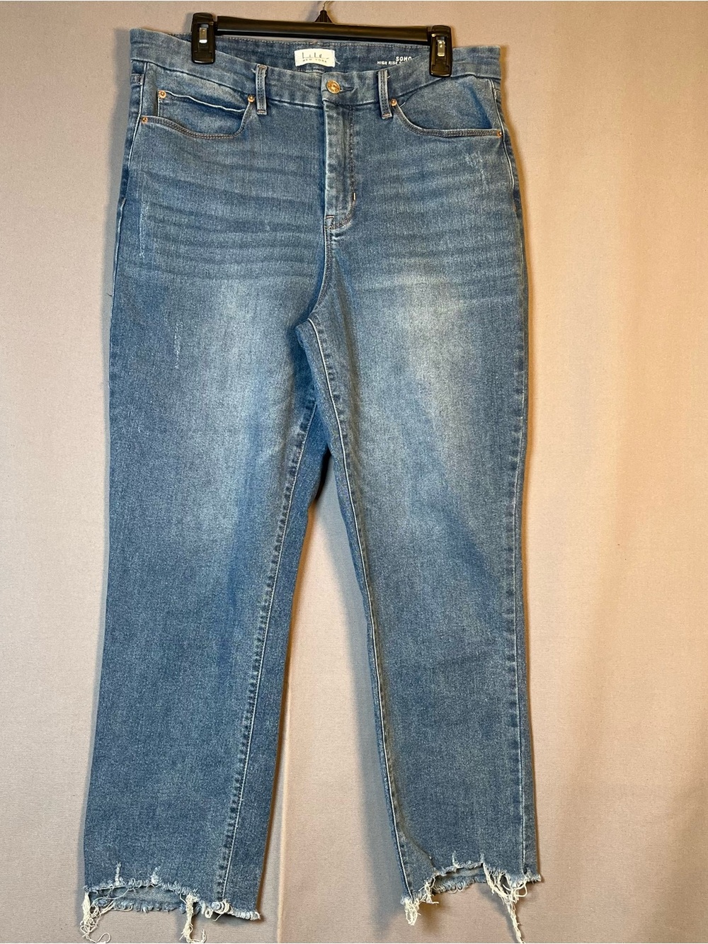 Nicole Miller NY SOHO Jeans sz12 High-Rise Straight Ankle Cropped Slim Stretch